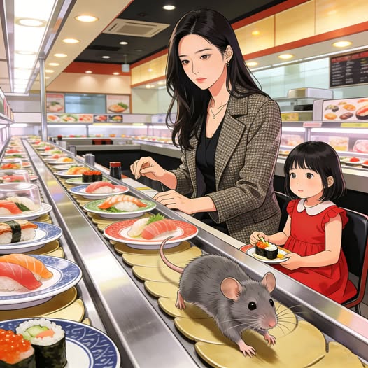 Chuột Trên Băng Chuyền Sushi